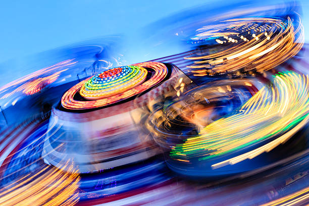 Long exposure photo of carnival rides stock photo