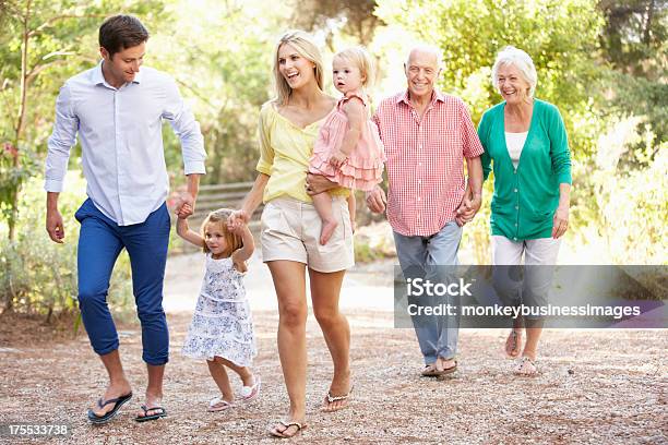 Geração De Três Família No País Caminhar Juntos - Fotografias de stock e mais imagens de Família de várias gerações - Família de várias gerações, Ao Ar Livre, Família