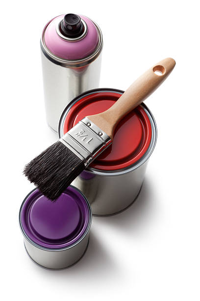istock Paint: Red, Purple and Paintbrush Isolated on White Background 175534134