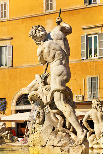 piazza navona, roma - neptune mythology sculpture roman fotografías e imágenes de stock