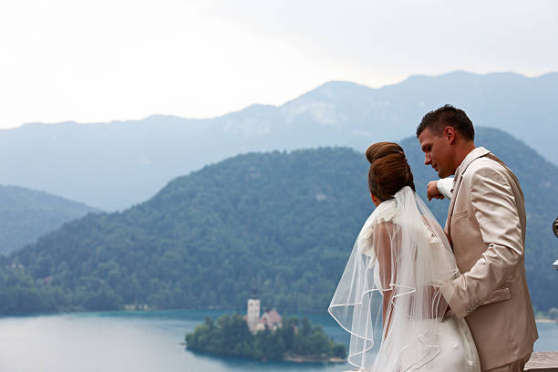 istock Attractive bride and groom above Lake Bled 175536924