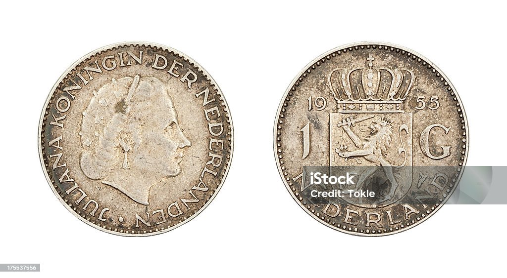 Gulden-Münze, Niederlande, 1955 - Lizenzfrei 1955 Stock-Foto