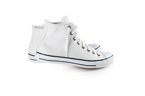 White sneakers isolated on white with clipping path.