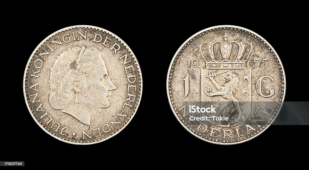 Gulden-Münze, Niederlande, 1955 - Lizenzfrei 1955 Stock-Foto