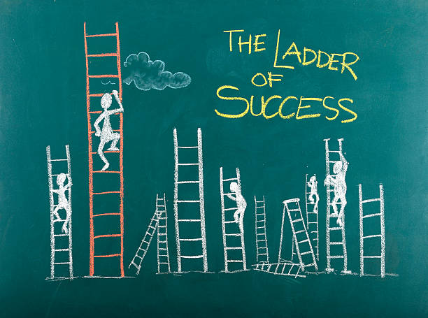 istock Stick Figure Climbing Ladder To Success 175537769