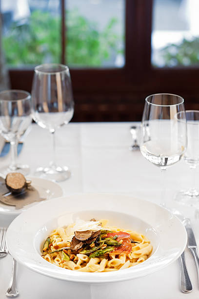 istock Pasta with bacon, asparagus, truffles and parmesan cheese 175538277