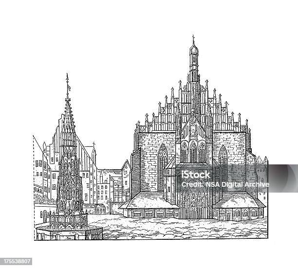 Ilustración de Nuremberg Alemania Frauenkirche Antigüedades De Edificiosilustraciones y más Vectores Libres de Derechos de Núremberg