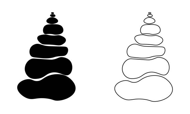 ilustrações de stock, clip art, desenhos animados e ícones de stack stone balance icon - arrangement asia backgrounds balance