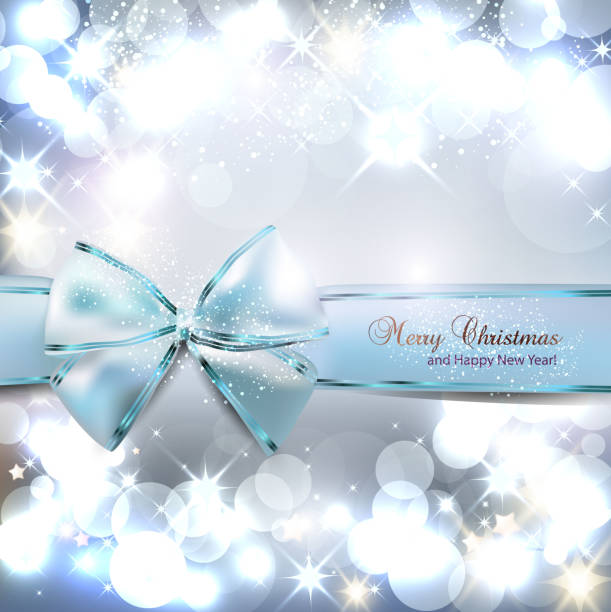 Elegante sfondo di Natale con fiocco blu - illustrazione arte vettoriale