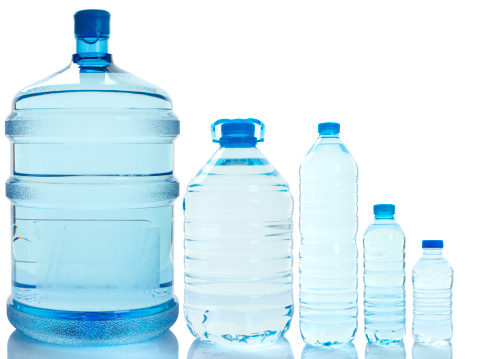 Water bottles isolated on white background.