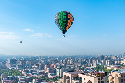 Hot air balloon in the sky of Yerevan