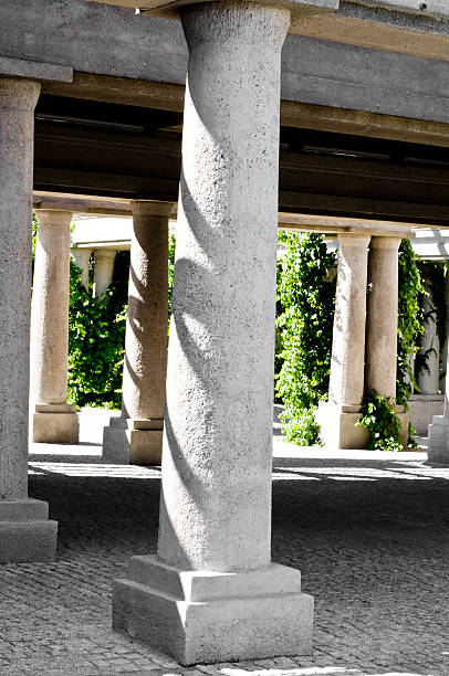 Modern pillars in public stock photo