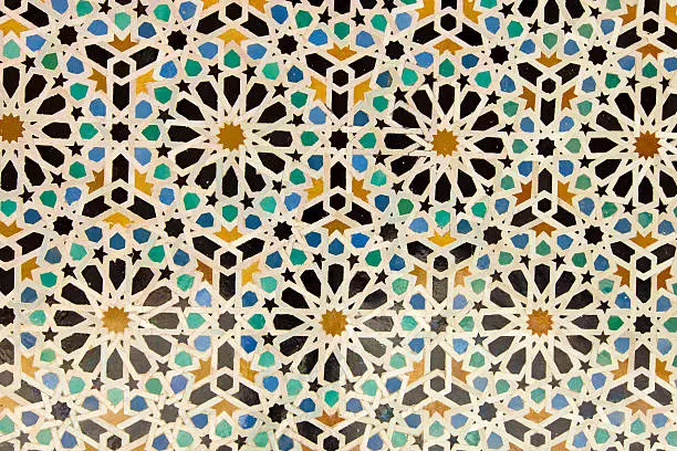 Photo of Arabic painted tiles texture