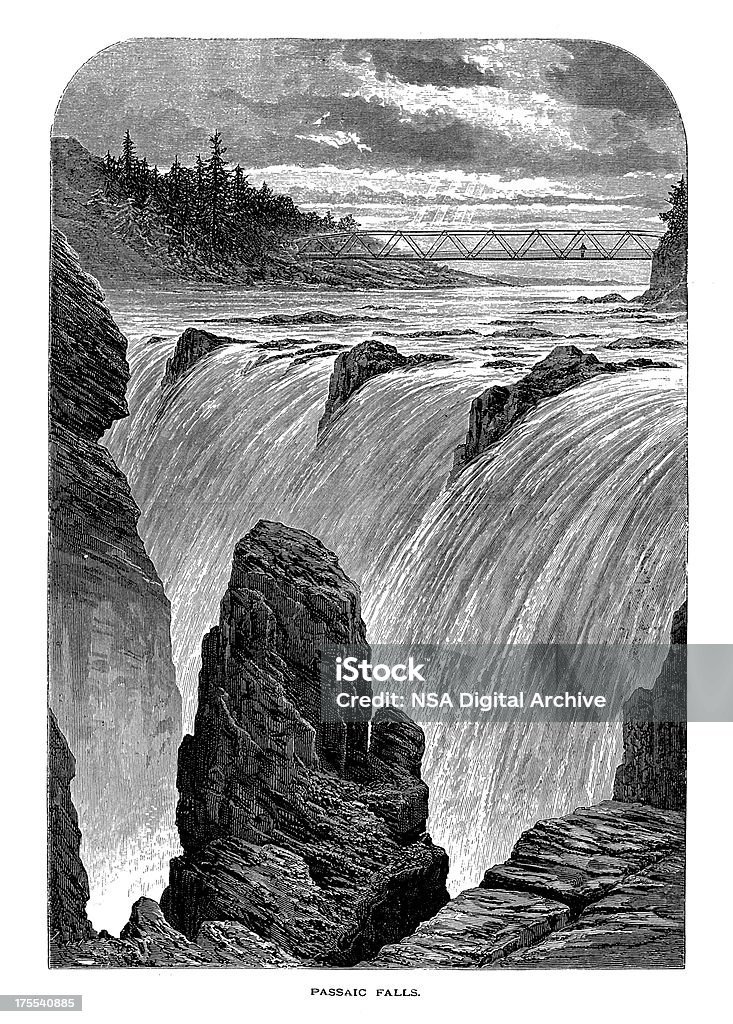 Great Falls of the Passaic River, New Jersey "19th-century engraving of Great Falls of the Passaic River. Illustration published in Picturesque America (D. Appleton & Co., New York, 1872). MORE VINTAGE AMERICAN ILLUSTRATIONS HERE:" Delta stock illustration