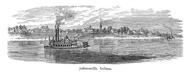 제퍼슨빌, 인디애나/역사적이다 칠레식 일러스트 - ohio river valley stock illustrations