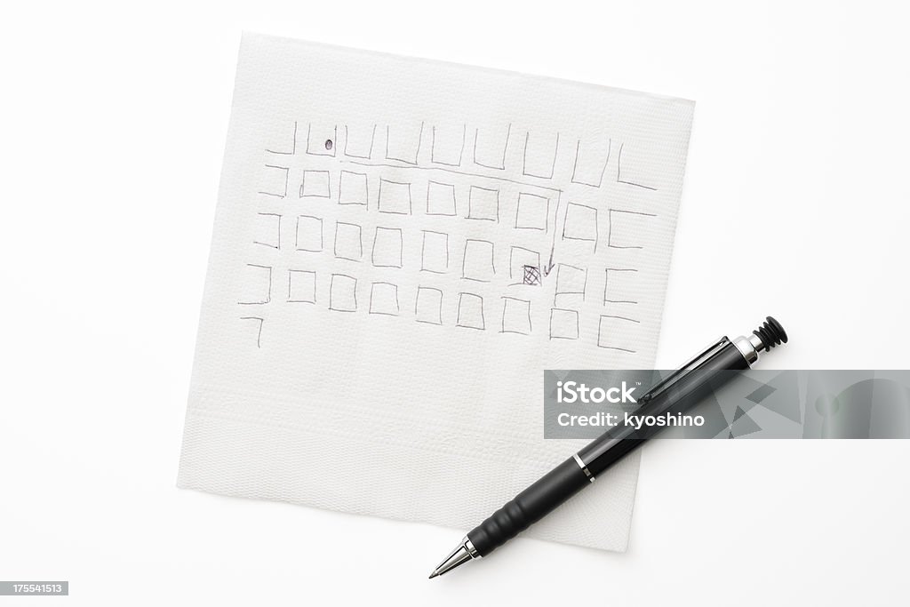 マップに描出された白色の背景に用紙のナプキン - テーブルナプキンのロイヤリティフリーストックフォト