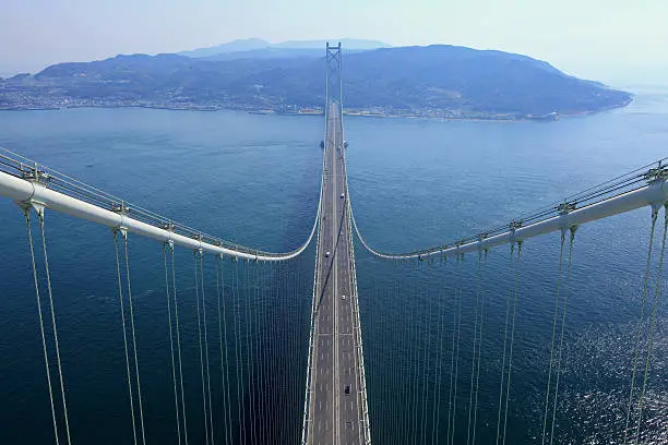 view from top of Akashi Kaikyo Bridge