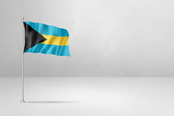 istock Bahamian flag isolated on white concrete wall 1755428849