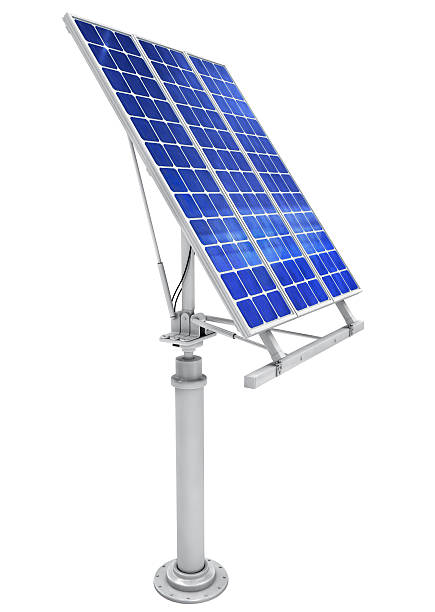 Solar panel stand stock photo