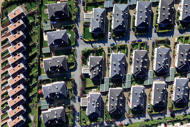 istock Aerial view of suburban housing development 175543863