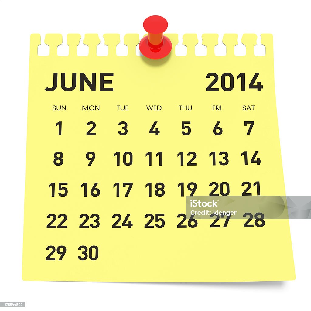 Calendario de junio de 2014 - Foto de stock de 2014 libre de derechos