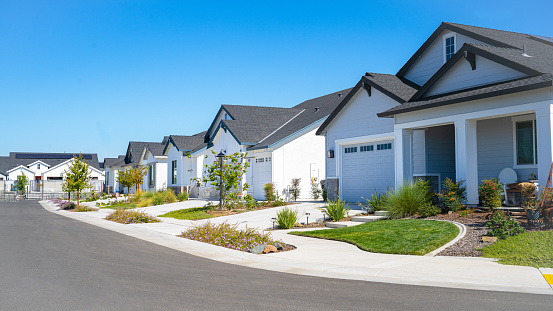 Aerial view of Suburban roof tops directly above