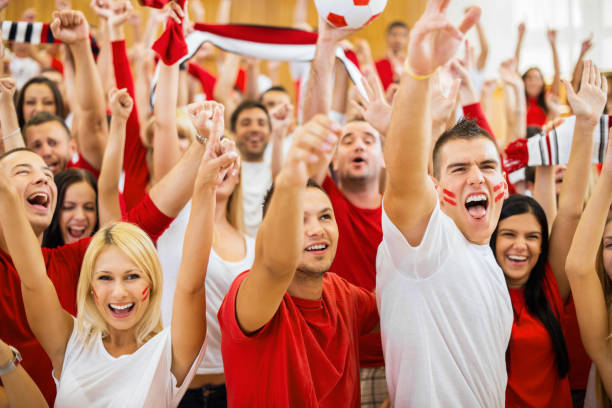 istock Group of ecstatic sport fans cheering. 175545577