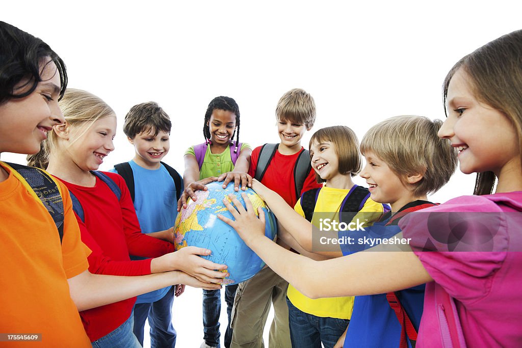 Gruppo di bambini e il mondo. - Foto stock royalty-free di Bambino