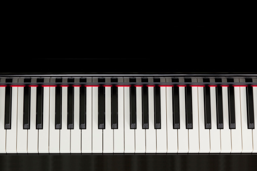 top view black piano keyboard