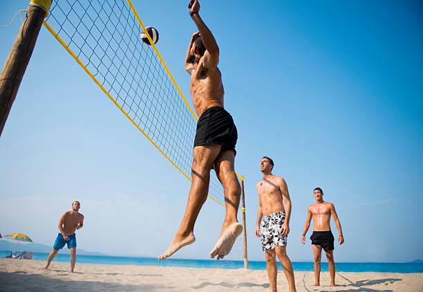 beach-volleyball - strand volleyball stock-fotos und bilder