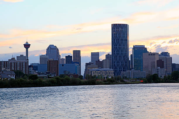 istock Corporate Calgary Skyline Backlit At Night With Bow River 175547063