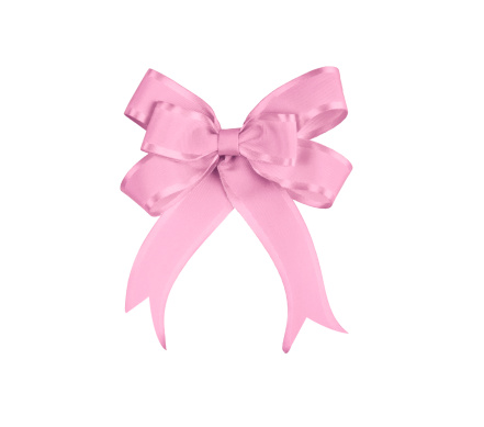 Pink Satin Gift Bow with Clipping Path
