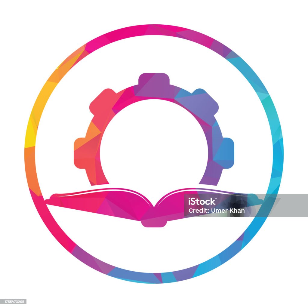 Gear Book Logo Design Template Stock Illustration - Download Image Now
