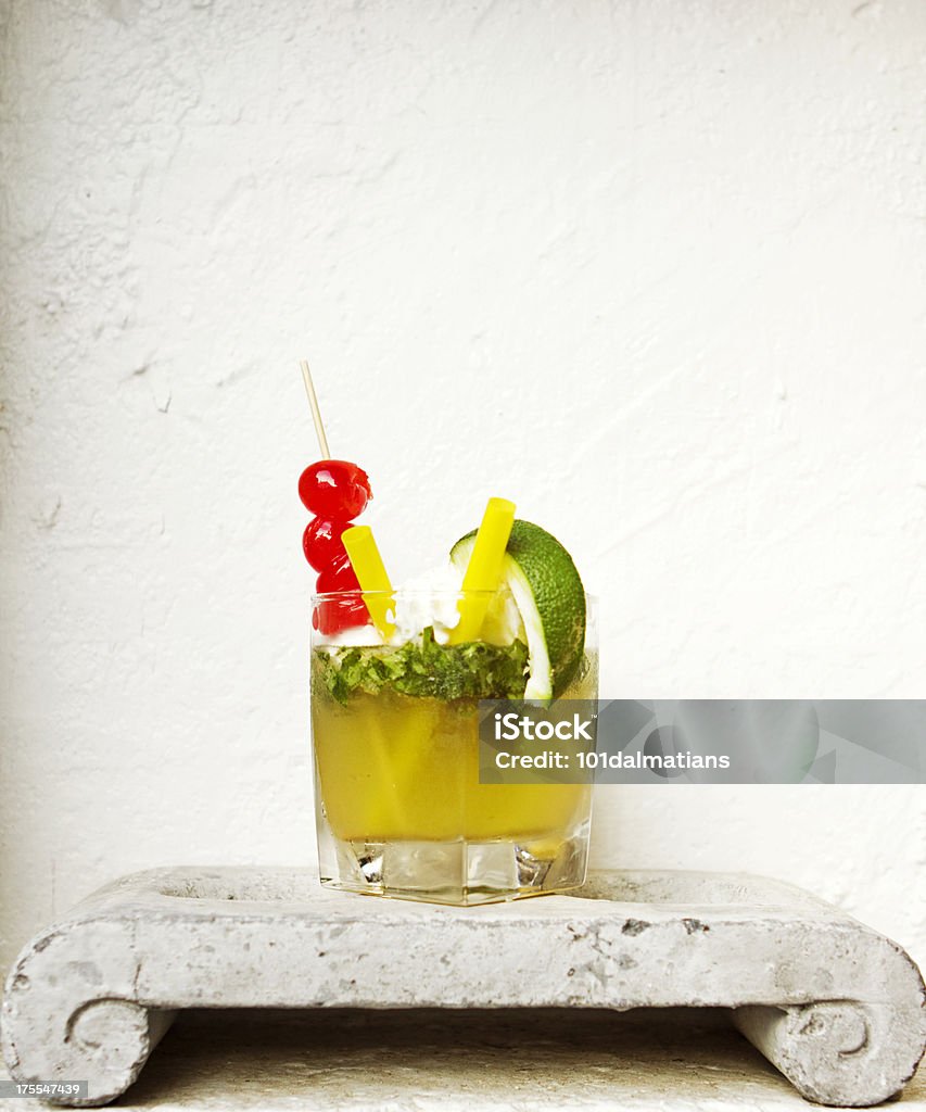 Fresh cocktail with cherry lemon and mint Alcohol - Drink Stock Photo