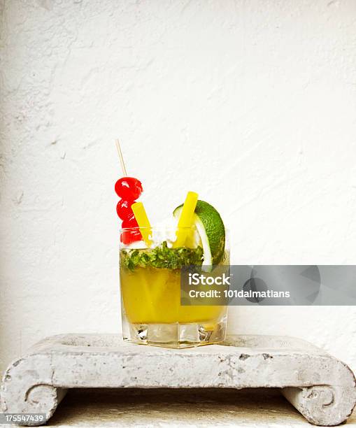 Fresh Cocktail With Cherry Lemon And Mint Stock Photo - Download Image Now - Alcohol - Drink, Blended Drink, Cherry