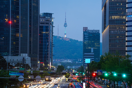 Nightscape in downtown Seoul, Korea