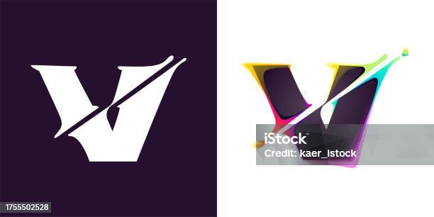 Distorted Letters V V Letter Logo Letter With Cyber Distortion Color Shift Effect Double ...