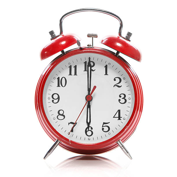 istock Retro Red Alarm Clock on White Background 175551036