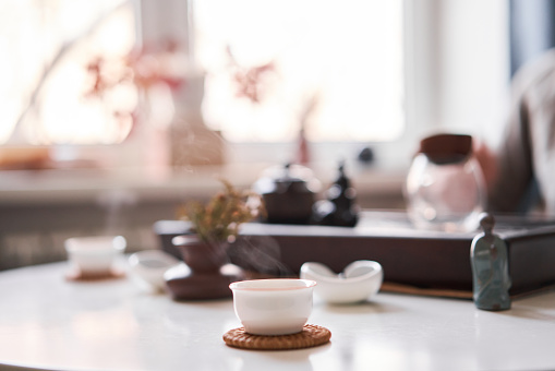 Everything is ready for the tea ceremony. The ceremony is according to all the rules, but not in the classical style. Adapted to a modern apartment. High quality photo