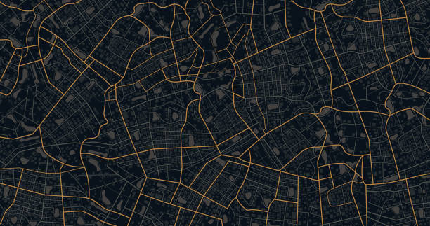 istock City top view. View from above the map buildings. View from above the map buildings. Detailed view of city. Decorative graphic tourist map. Abstract transportation background. Vector, illustration. 1755547064