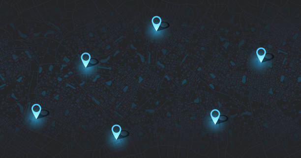 istock Track navigation pins on street maps, navigate mapping technology and locate position pin. Futuristic travel gps map or location navigator vector illustration. Multiple destinations. Gps tracking map. 1755547631