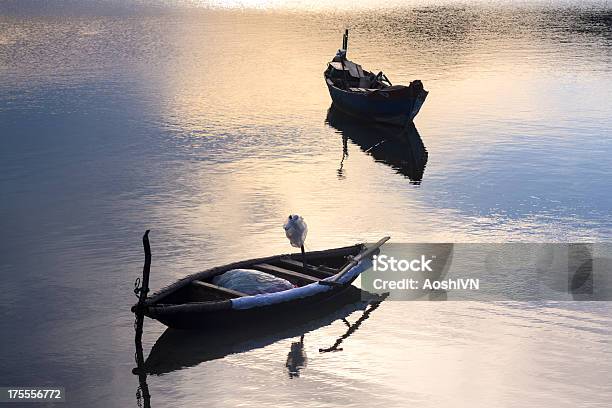 Barco No Lago - Fotografias de stock e mais imagens de Amarelo - Amarelo, Anoitecer, Ao Ar Livre