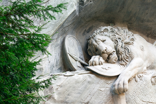 A memorial to the Swiss Guards killed in 1792 during the French Revolution. The Lion of Lucerne was designed by Bertel Thorvaldsen and carved by Lukas Ahorn in 1820–21.