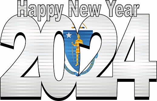 Happy New Year 2024 with Massachusetts flag inside - Illustration,
2024 HAPPY NEW YEAR NUMERALS