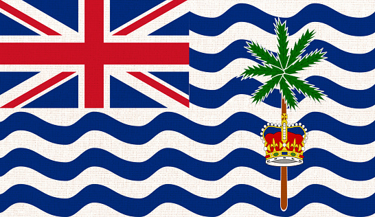 flag of British Indian Ocean Territory. BIOT. flag of island country on fabric surface. Island country. Fabric texture. Illustration of national symbol of British Indian Ocean Territory