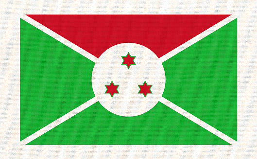Burundi flag on fabric surface. Burundi national flag on textured background. Fabric Texture. Republic of Burundi. African country