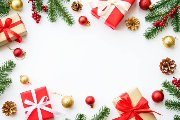 istock Christmas background. Present box and christmas decorations. 1755592469