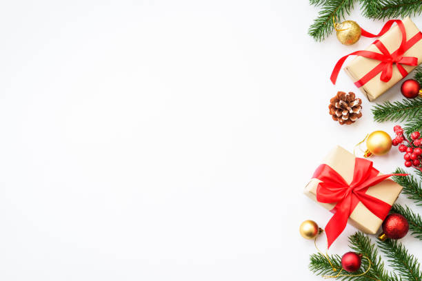 istock Christmas background. Present box and christmas decorations. 1755592490