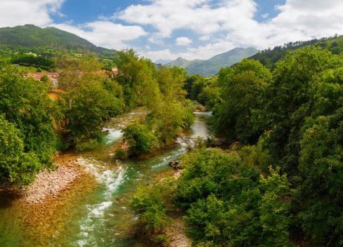 The Sella is a river that flows from the Picos de Europa to the Bay of Biscay of the Atlantic Ocean, shoot from the top of the roman bridge on Cqngas de Onis, Asturias - Spain.