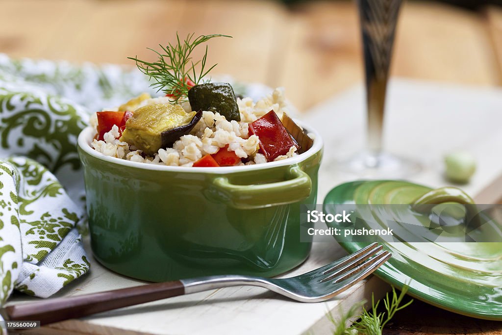 Baked vegetables pilaf. Baked vegetables pilaf. Also available in vertical format. Backgrounds Stock Photo